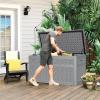 imageYITAHOME 100 Gallon Outdoor Storage Box Large Water Resistant Resin Deck Box Indoor Outdoor Lockable Storage Container for Patio Garden Cushions Tools Equipment TaupeLight Gray