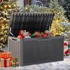 imageYITAHOME 100 Gallon Outdoor Storage Box Large Water Resistant Resin Deck Box Indoor Outdoor Lockable Storage Container for Patio Garden Cushions Tools Equipment TaupeDark Gray