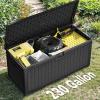 imageYITAHOME 100 Gallon Outdoor Storage Box Large Water Resistant Resin Deck Box Indoor Outdoor Lockable Storage Container for Patio Garden Cushions Tools Equipment TaupeBlack