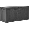 imageYITAHOME 100 Gallon Outdoor Storage Box Large Water Resistant Resin Deck Box Indoor Outdoor Lockable Storage Container for Patio Garden Cushions Tools Equipment TaupeDark Gray