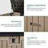 imageYITAHOME 100 Gallon Outdoor Storage Box Large Water Resistant Resin Deck Box Indoor Outdoor Lockable Storage Container for Patio Garden Cushions Tools Equipment TaupeBlackBrown