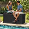 imageYITAHOME 100 Gallon Outdoor Storage Box Large Water Resistant Resin Deck Box Indoor Outdoor Lockable Storage Container for Patio Garden Cushions Tools Equipment TaupeBlack