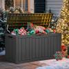 imageYITAHOME 100 Gallon Outdoor Storage Box Large Water Resistant Resin Deck Box Indoor Outdoor Lockable Storage Container for Patio Garden Cushions Tools Equipment TaupeDark Gray