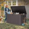 imageYITAHOME 100 Gallon Outdoor Storage Box Large Water Resistant Resin Deck Box Indoor Outdoor Lockable Storage Container for Patio Garden Cushions Tools Equipment TaupeBrown