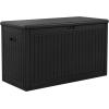 imageYITAHOME 100 Gallon Outdoor Storage Box Large Water Resistant Resin Deck Box Indoor Outdoor Lockable Storage Container for Patio Garden Cushions Tools Equipment TaupeBlack