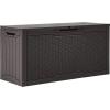 imageYITAHOME 100 Gallon Outdoor Storage Box Large Water Resistant Resin Deck Box Indoor Outdoor Lockable Storage Container for Patio Garden Cushions Tools Equipment TaupeDark Brown