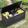 imageYITAHOME 100 Gallon Outdoor Storage Box Large Water Resistant Resin Deck Box Indoor Outdoor Lockable Storage Container for Patio Garden Cushions Tools Equipment TaupeBlack
