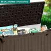 imageYITAHOME 100 Gallon Outdoor Storage Box Large Water Resistant Resin Deck Box Indoor Outdoor Lockable Storage Container for Patio Garden Cushions Tools Equipment TaupeDark Brown