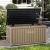 imageYITAHOME 100 Gallon Outdoor Storage Box Large Water Resistant Resin Deck Box Indoor Outdoor Lockable Storage Container for Patio Garden Cushions Tools Equipment TaupeBlackBrown