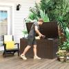 imageYITAHOME 100 Gallon Outdoor Storage Box Large Water Resistant Resin Deck Box Indoor Outdoor Lockable Storage Container for Patio Garden Cushions Tools Equipment TaupeBrown