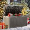 imageYITAHOME 100 Gallon Outdoor Storage Box Large Water Resistant Resin Deck Box Indoor Outdoor Lockable Storage Container for Patio Garden Cushions Tools Equipment TaupeTaupe