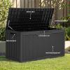 imageYITAHOME 100 Gallon Outdoor Storage Box Large Water Resistant Resin Deck Box Indoor Outdoor Lockable Storage Container for Patio Garden Cushions Tools Equipment TaupeBlack