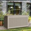 imageYITAHOME 100 Gallon Outdoor Storage Box Large Water Resistant Resin Deck Box Indoor Outdoor Lockable Storage Container for Patio Garden Cushions Tools Equipment TaupeBrown