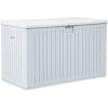 imageYITAHOME 100 Gallon Outdoor Storage Box Large Water Resistant Resin Deck Box Indoor Outdoor Lockable Storage Container for Patio Garden Cushions Tools Equipment TaupeWhite
