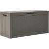 imageYITAHOME 100 Gallon Outdoor Storage Box Large Water Resistant Resin Deck Box Indoor Outdoor Lockable Storage Container for Patio Garden Cushions Tools Equipment TaupeTaupe