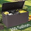 imageYITAHOME 100 Gallon Outdoor Storage Box Large Water Resistant Resin Deck Box Indoor Outdoor Lockable Storage Container for Patio Garden Cushions Tools Equipment TaupeBrown