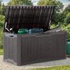imageYITAHOME 100 Gallon Outdoor Storage Box Large Water Resistant Resin Deck Box Indoor Outdoor Lockable Storage Container for Patio Garden Cushions Tools Equipment TaupeDark Brown