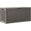 imageYITAHOME 100 Gallon Outdoor Storage Box Large Water Resistant Resin Deck Box Indoor Outdoor Lockable Storage Container for Patio Garden Cushions Tools Equipment TaupeTaupe