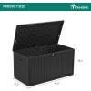 imageYITAHOME 100 Gallon Outdoor Storage Box Large Water Resistant Resin Deck Box Indoor Outdoor Lockable Storage Container for Patio Garden Cushions Tools Equipment TaupeBlack