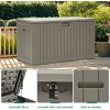 imageYITAHOME 100 Gallon Outdoor Storage Box Large Water Resistant Resin Deck Box Indoor Outdoor Lockable Storage Container for Patio Garden Cushions Tools Equipment TaupeLight Brown