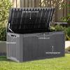 imageYITAHOME 100 Gallon Outdoor Storage Box Large Water Resistant Resin Deck Box Indoor Outdoor Lockable Storage Container for Patio Garden Cushions Tools Equipment TaupeDark Gray