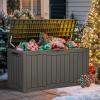 imageYITAHOME 100 Gallon Outdoor Storage Box Large Water Resistant Resin Deck Box Indoor Outdoor Lockable Storage Container for Patio Garden Cushions Tools Equipment TaupeTaupe