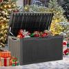 imageYITAHOME 100 Gallon Outdoor Storage Box Large Water Resistant Resin Deck Box Indoor Outdoor Lockable Storage Container for Patio Garden Cushions Tools Equipment TaupeBlack