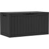 imageYITAHOME 100 Gallon Outdoor Storage Box Large Water Resistant Resin Deck Box Indoor Outdoor Lockable Storage Container for Patio Garden Cushions Tools Equipment TaupeBlack