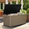 imageYITAHOME 100 Gallon Outdoor Storage Box Large Water Resistant Resin Deck Box Indoor Outdoor Lockable Storage Container for Patio Garden Cushions Tools Equipment TaupeBlackBrown