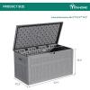 imageYITAHOME 100 Gallon Outdoor Storage Box Large Water Resistant Resin Deck Box Indoor Outdoor Lockable Storage Container for Patio Garden Cushions Tools Equipment TaupeLight Gray