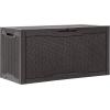 imageYITAHOME 100 Gallon Outdoor Storage Box Large Water Resistant Resin Deck Box Indoor Outdoor Lockable Storage Container for Patio Garden Cushions Tools Equipment TaupeDark Brown