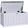 imageYITAHOME 100 Gallon Outdoor Storage Box Large Water Resistant Resin Deck Box Indoor Outdoor Lockable Storage Container for Patio Garden Cushions Tools Equipment TaupeWhite