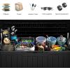 imageYITAHOME 100 Gallon Outdoor Storage Box Large Water Resistant Resin Deck Box Indoor Outdoor Lockable Storage Container for Patio Garden Cushions Tools Equipment TaupeBlack
