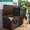 imageYITAHOME 100 Gallon Outdoor Storage Box Large Water Resistant Resin Deck Box Indoor Outdoor Lockable Storage Container for Patio Garden Cushions Tools Equipment TaupeDark Brown
