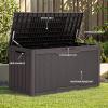 imageYITAHOME 100 Gallon Outdoor Storage Box Large Water Resistant Resin Deck Box Indoor Outdoor Lockable Storage Container for Patio Garden Cushions Tools Equipment TaupeDark Brown
