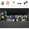 imageYITAHOME 100 Gallon Outdoor Storage Box Large Water Resistant Resin Deck Box Indoor Outdoor Lockable Storage Container for Patio Garden Cushions Tools Equipment TaupeDark Gray