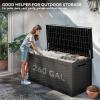imageYITAHOME 100 Gallon Outdoor Storage Box Large Water Resistant Resin Deck Box Indoor Outdoor Lockable Storage Container for Patio Garden Cushions Tools Equipment TaupeBlack