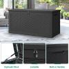 imageYITAHOME 100 Gallon Outdoor Storage Box Large Water Resistant Resin Deck Box Indoor Outdoor Lockable Storage Container for Patio Garden Cushions Tools Equipment TaupeBlack