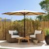 imageYITAHOME 10FT Patio Umbrella Push Button Tilt and Crank Adjustment Market Table Umbrella 8 Sturdy Ribs Aluminum Outdoor Umbrella UV Resistant for Garden Deck Beach Khaki Not Base IncludedKhaki