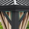 imageYITAHOME 10x12ft Gazebo Double Roof Hardtop with Nettings and Curtains Heavy Duty Galvanized Steel Outdoor Vertical Stripes Roof for Patio Backyard Deck Lawns BrownBrown