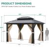 imageYITAHOME 10x12ft Gazebo Double Roof Hardtop with Nettings and Curtains Heavy Duty Galvanized Steel Outdoor Vertical Stripes Roof for Patio Backyard Deck Lawns BrownBrown