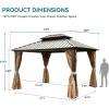 imageYITAHOME 10x12ft Gazebo Double Roof Hardtop with Nettings and Curtains Heavy Duty Galvanized Steel Outdoor Vertical Stripes Roof for Patio Backyard Deck Lawns BrownBronze