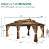 imageYITAHOME 10x12ft Hardtop Gazebo with Nettings and Curtains Heavy Duty Double Roof Galvanized Steel Outdoor Combined of Vertical Stripes Roof for Patio Backyard Deck Lawns GrayBronze