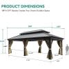 imageYITAHOME 10x12ft Hardtop Gazebo with Nettings and Curtains Heavy Duty Double Roof Galvanized Steel Outdoor Combined of Vertical Stripes Roof for Patio Backyard Deck Lawns GrayBrown
