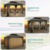 imageYITAHOME 10x12ft Hardtop Gazebo with Nettings and Curtains Heavy Duty Double Roof Galvanized Steel Outdoor Combined of Vertical Stripes Roof for Patio Backyard Deck Lawns GrayBrown
