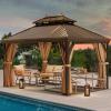 imageYITAHOME 10x12ft Hardtop Gazebo with Nettings and Curtains Heavy Duty Double Roof Galvanized Steel Outdoor Combined of Vertical Stripes Roof for Patio Backyard Deck Lawns GrayBronze