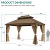 imageYITAHOME 10x12ft Hardtop Gazebo with Nettings and Curtains Heavy Duty Double Roof Galvanized Steel Outdoor Combined of Vertical Stripes Roof for Patio Backyard Deck Lawns GrayBronze