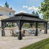 imageYITAHOME 10x12ft Hardtop Gazebo with Nettings and Curtains Heavy Duty Double Roof Galvanized Steel Outdoor Combined of Vertical Stripes Roof for Patio Backyard Deck Lawns GrayGray