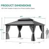 imageYITAHOME 10x12ft Hardtop Gazebo with Nettings and Curtains Heavy Duty Double Roof Galvanized Steel Outdoor Combined of Vertical Stripes Roof for Patio Backyard Deck Lawns GrayGray