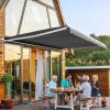 imageYITAHOME 12 x 10 Patio Retractable Awning Outdoor Awning Sun Shade Shelter Cover Canopy Sunsetter Awnings for Deck Yard with UV Protection and Easy Crank Opening Gray